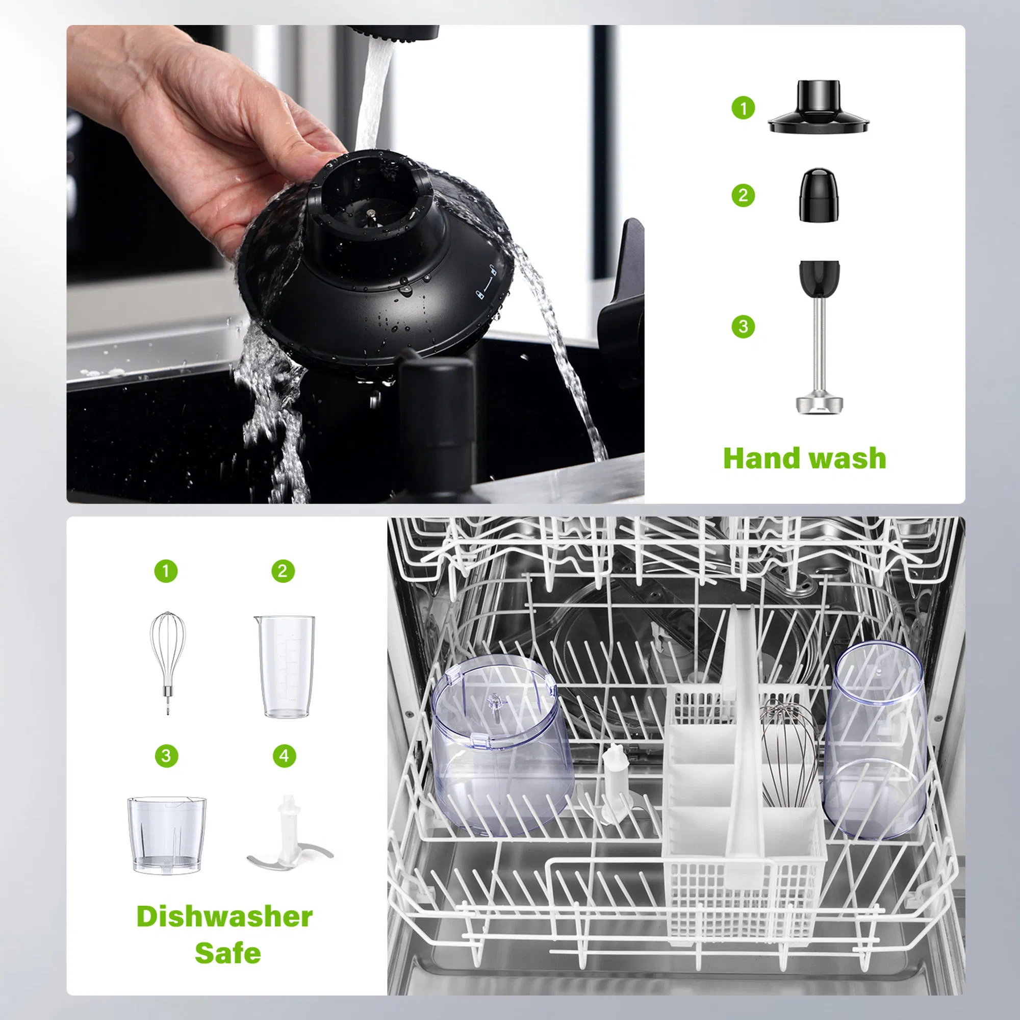 4 in 1 Hand Blender Smoothie 850W Powerful Multi-Speed Immersion Hand Blender