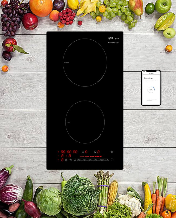 20 Inch WiFi Smart Induction Cooktop with Vertical Domino 2 Burner