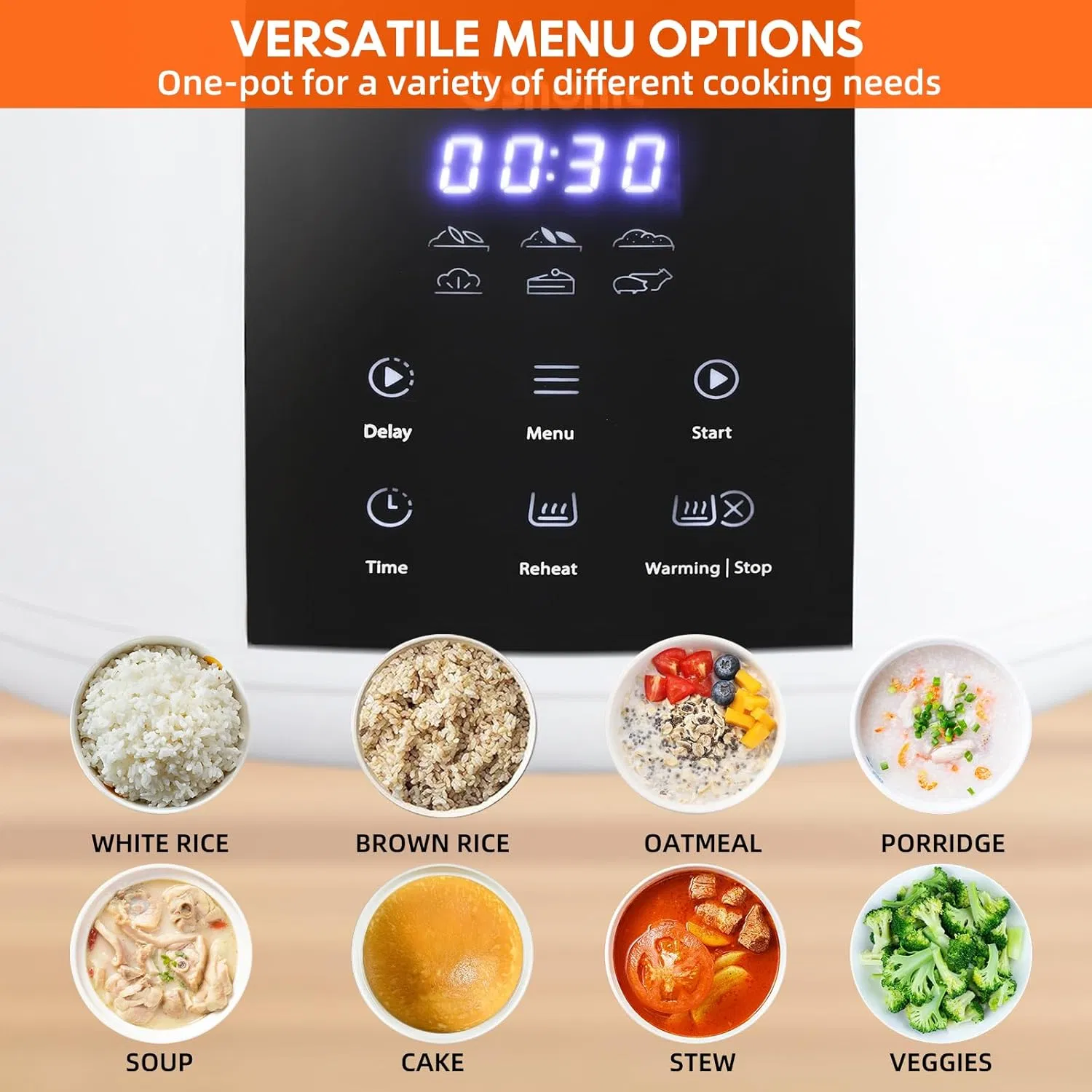 Digital Rice Cooker Multi Functional to Cook Rice, Congee, Steam, Cake, Stew.