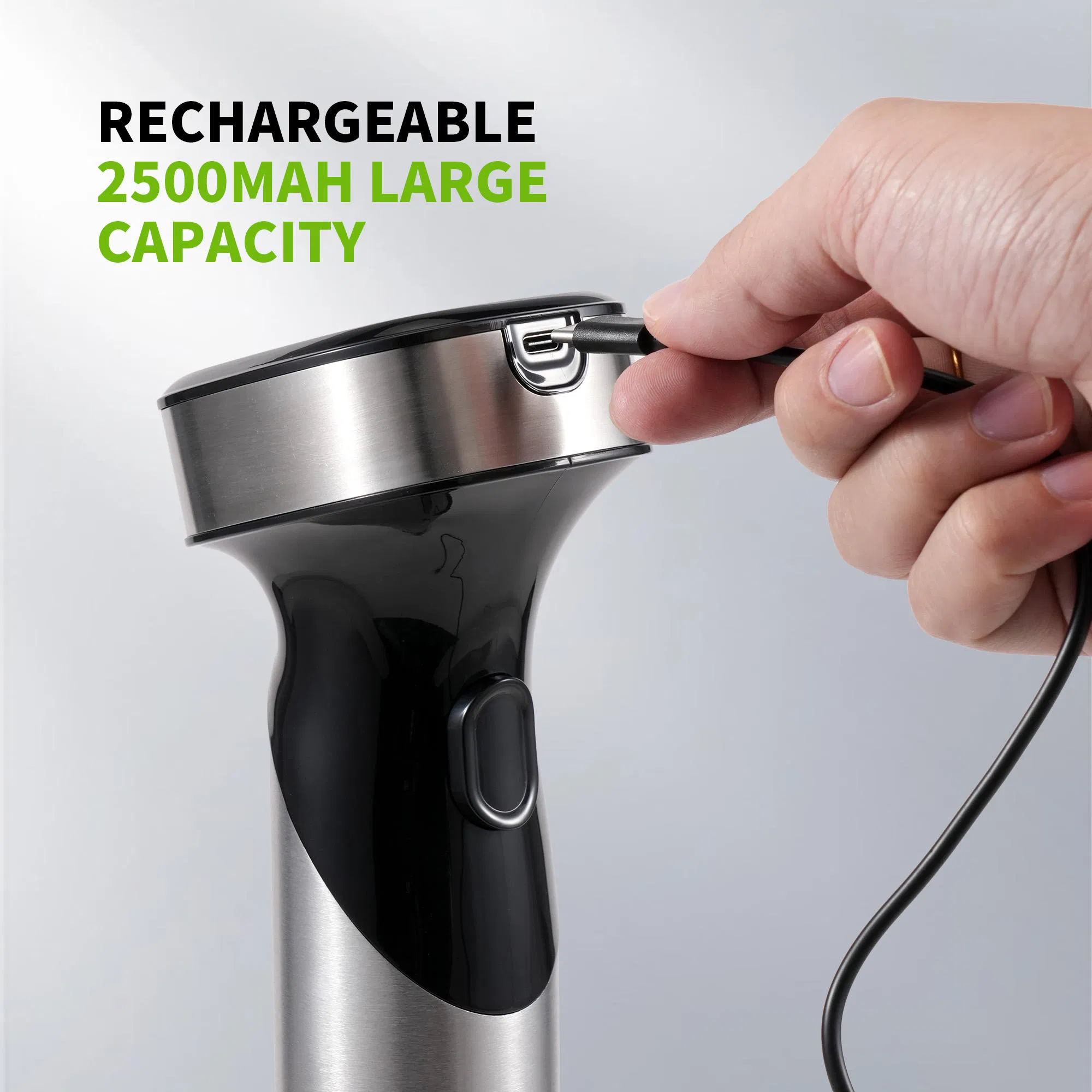 850W Electric Stainless Steel Immersion Blender Turbo Function Detachable Rechargeable Stickhand Blender