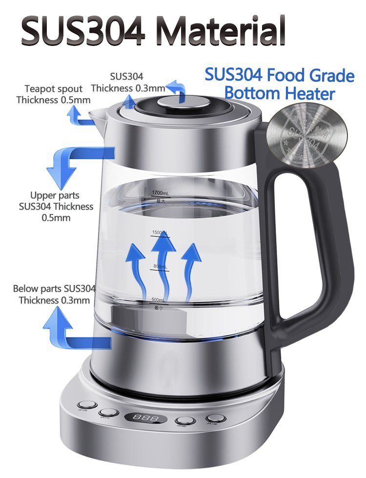 Middle East Saudi Arabia Stainless Steel Turkish Tea Maker Electric Kettle