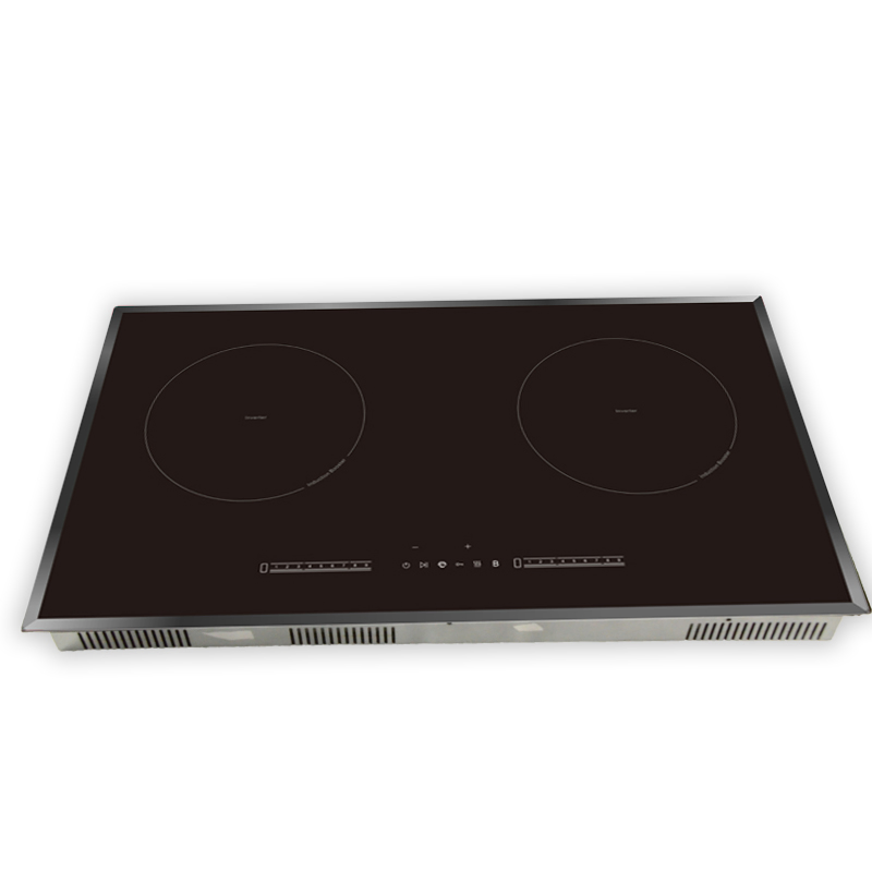 H-One OEM/ODM Aluminum Black Ceramic Glass Electric Double Hob Induction Cooker Brand Built-in Double Induction Cooktop