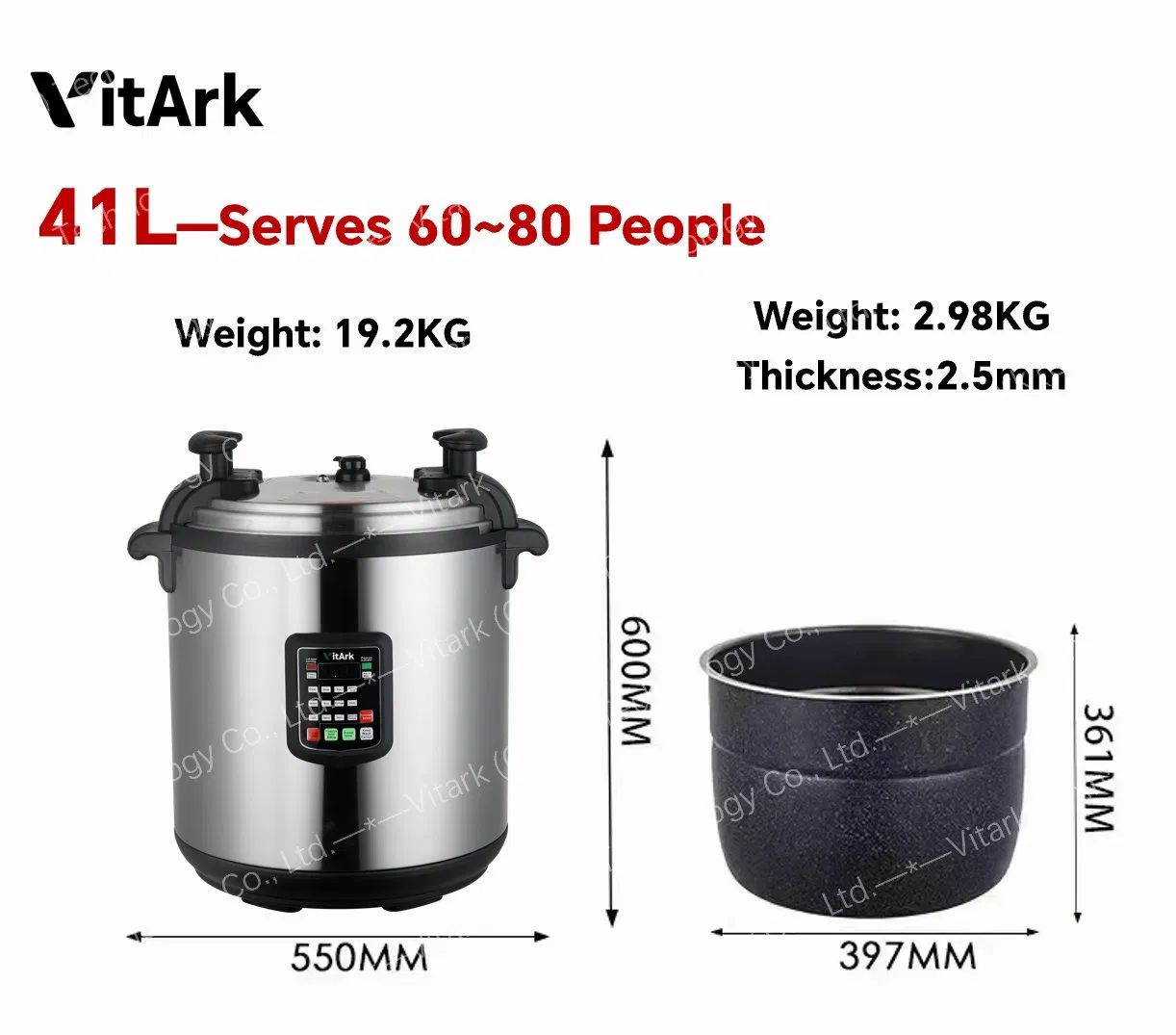 41L Kitchen Appliance Big Size Commercial Intelligent Industrial Electric Pressure Cooker with CB and CE Certification and Large Capacity Source Factory.