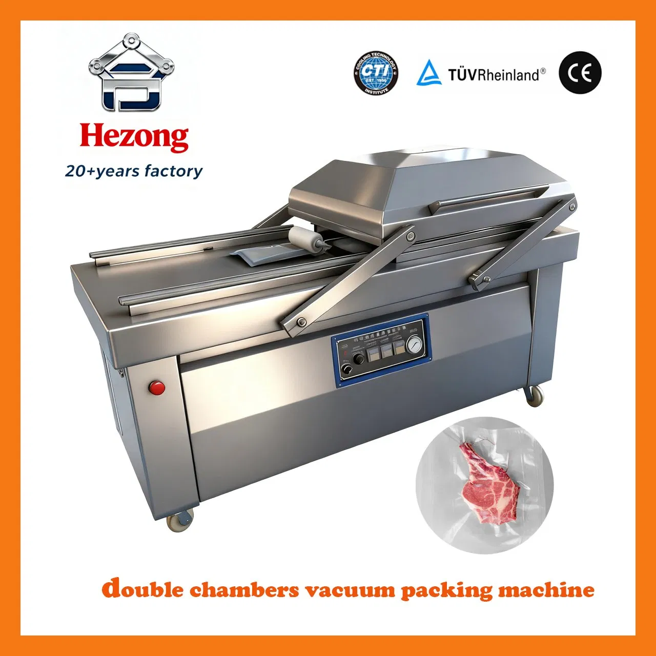 Industrial Double Chamber Vacuum Sealer for Meat and Fish
