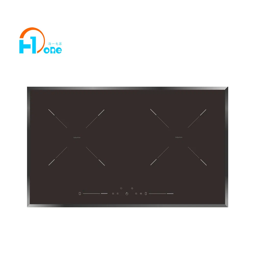 H-One OEM/ODM Aluminum Black Ceramic Glass Electric Double Hob Induction Cooker Brand Built-in Double Induction Cooktop