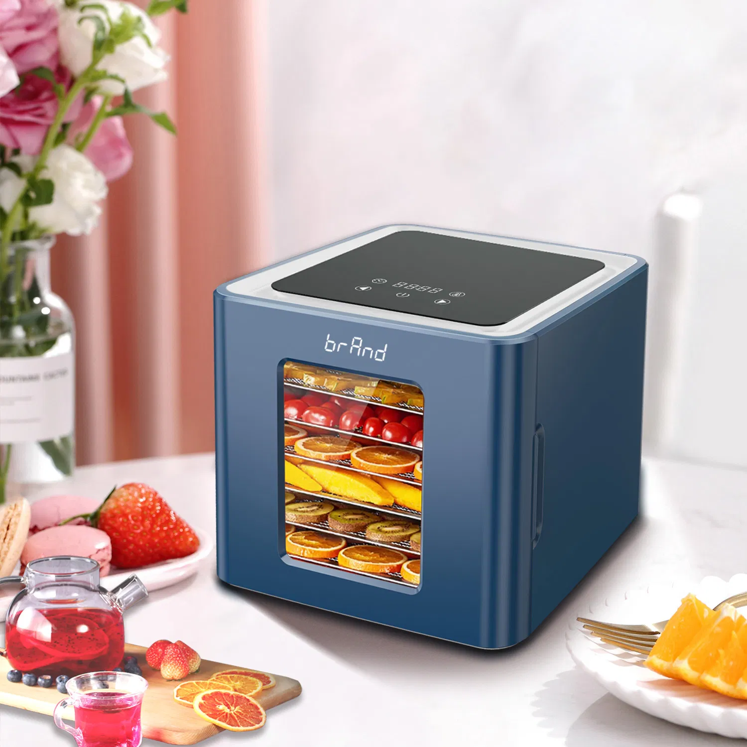 6-Tray LED Food Dehydrator with Timer and 12L Capacity Touch Screen Color Display