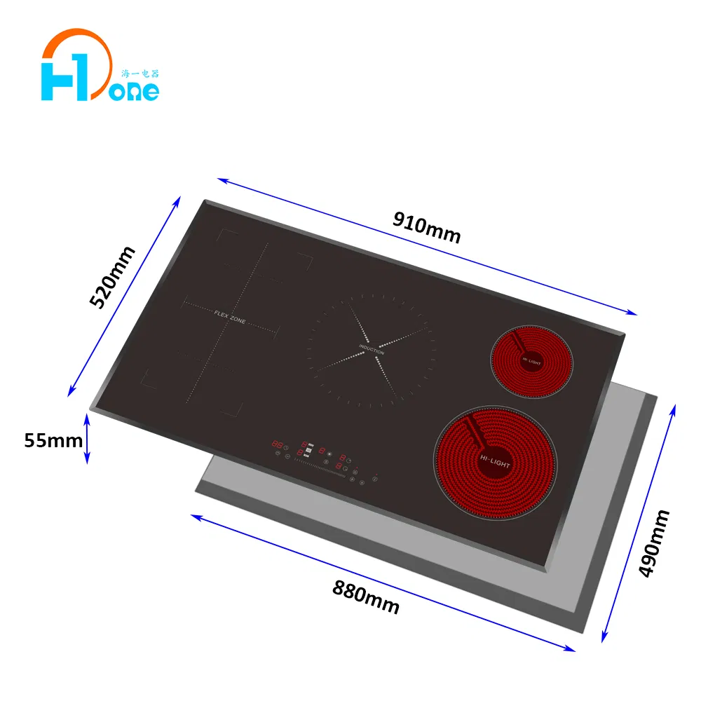Hybrid Induction Premium 2 in 1 Five Burner Electric Induction - Infrared Ceramic Hob Cooker Cooktop