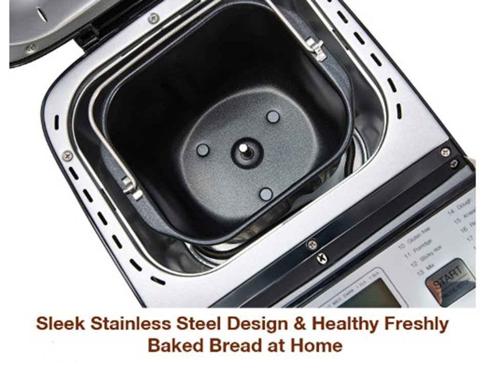 1.5lb Household Stainless Steel Programmable Bread Maker, Gluten Free Setting and Digital Touch Screen