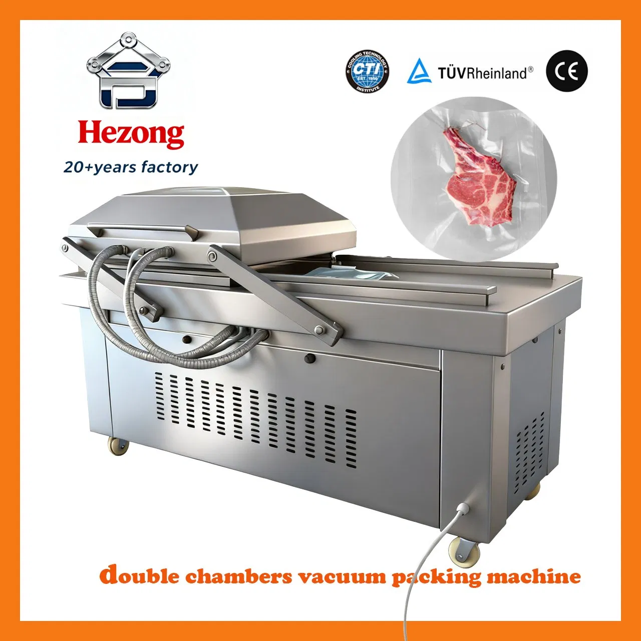 Industrial Double Chamber Vacuum Sealer for Meat and Fish