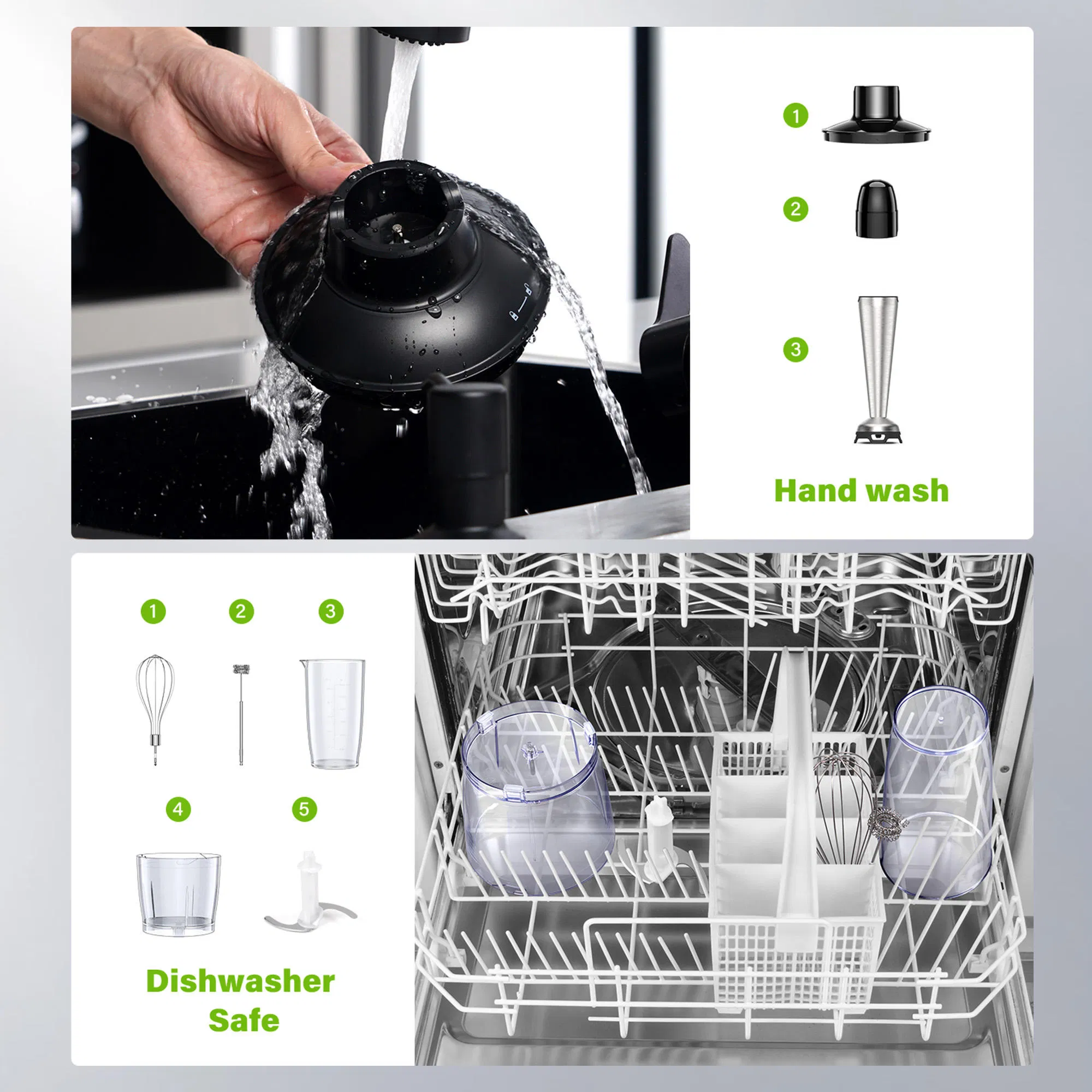 850W Electric Stainless Steel Immersion Blender Turbo Function Detachable Rechargeable Stickhand Blender