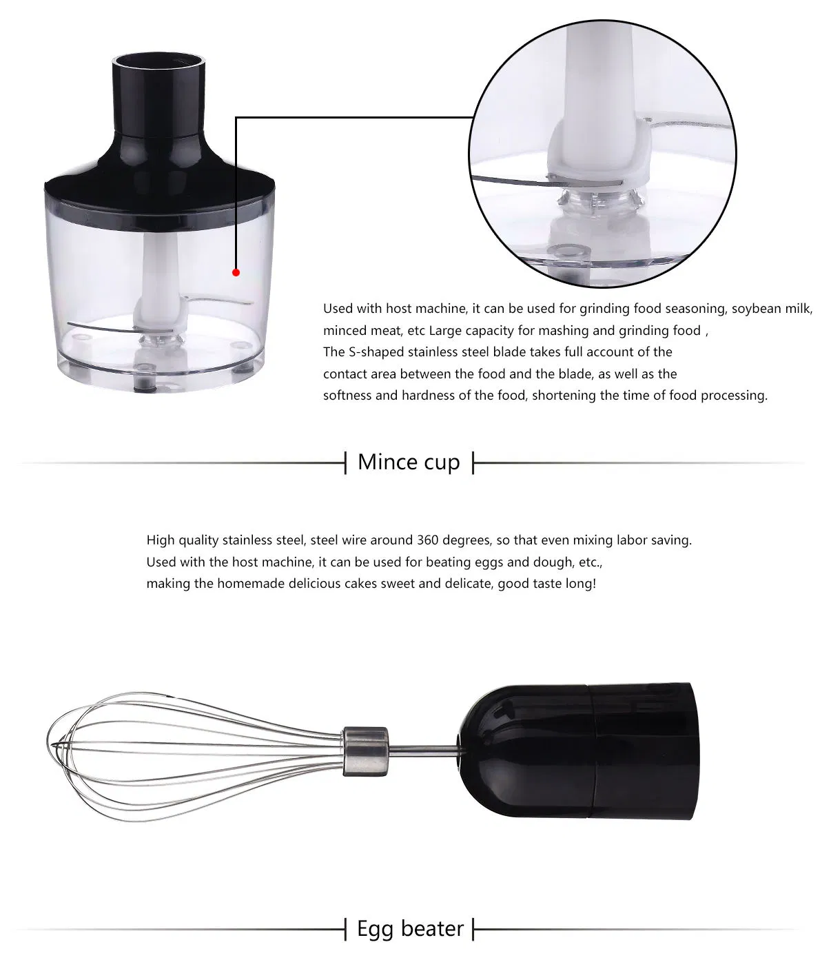 Multifunction 10oow and 8oow Blue LED Light Electric Immersion Blenders for Household Use