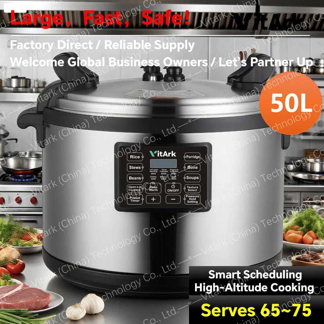 50L Kitchen Appliance Big Size Hotel Canteen Commercial Intelligent Industrial Electric Pressure Cooker with CE Certification and Large Capacity Source Factory.
