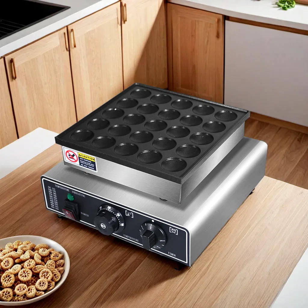 900W Commercial Mini Dutch Pancake Baker 25PCS Muffin Waffle Maker Machine 25 Holes Commercial Electric Nonstick Bread Maker