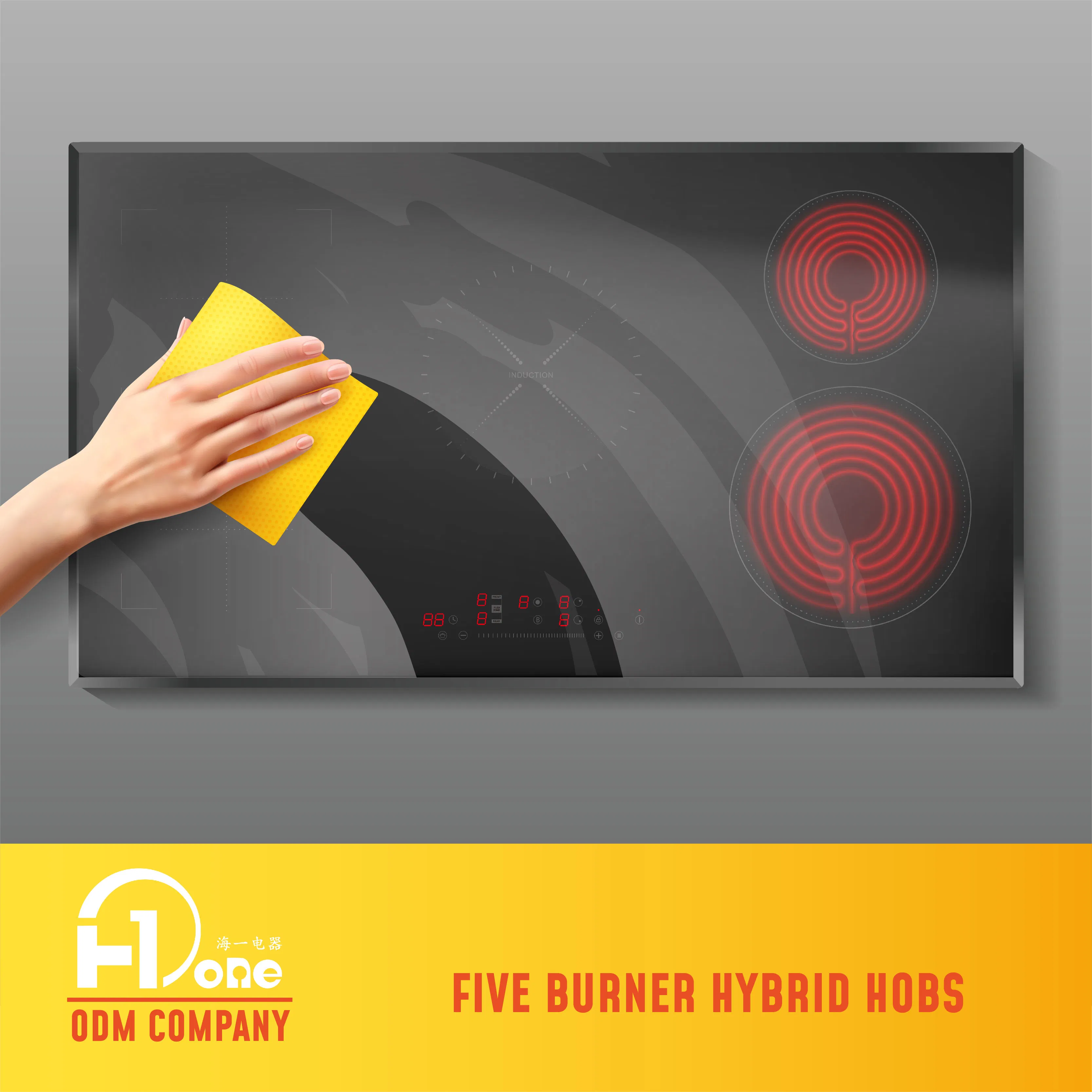 Hybrid Induction Premium 2 in 1 Five Burner Electric Induction - Infrared Ceramic Hob Cooker Cooktop