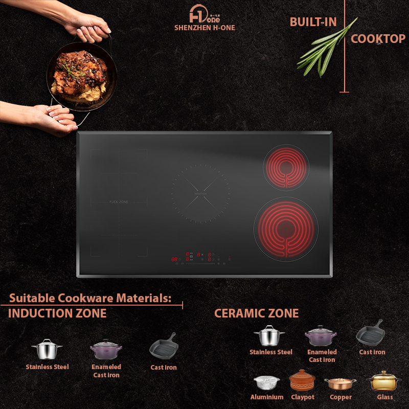 Hybrid Induction Premium 2 in 1 Five Burner Electric Induction - Infrared Ceramic Hob Cooker Cooktop