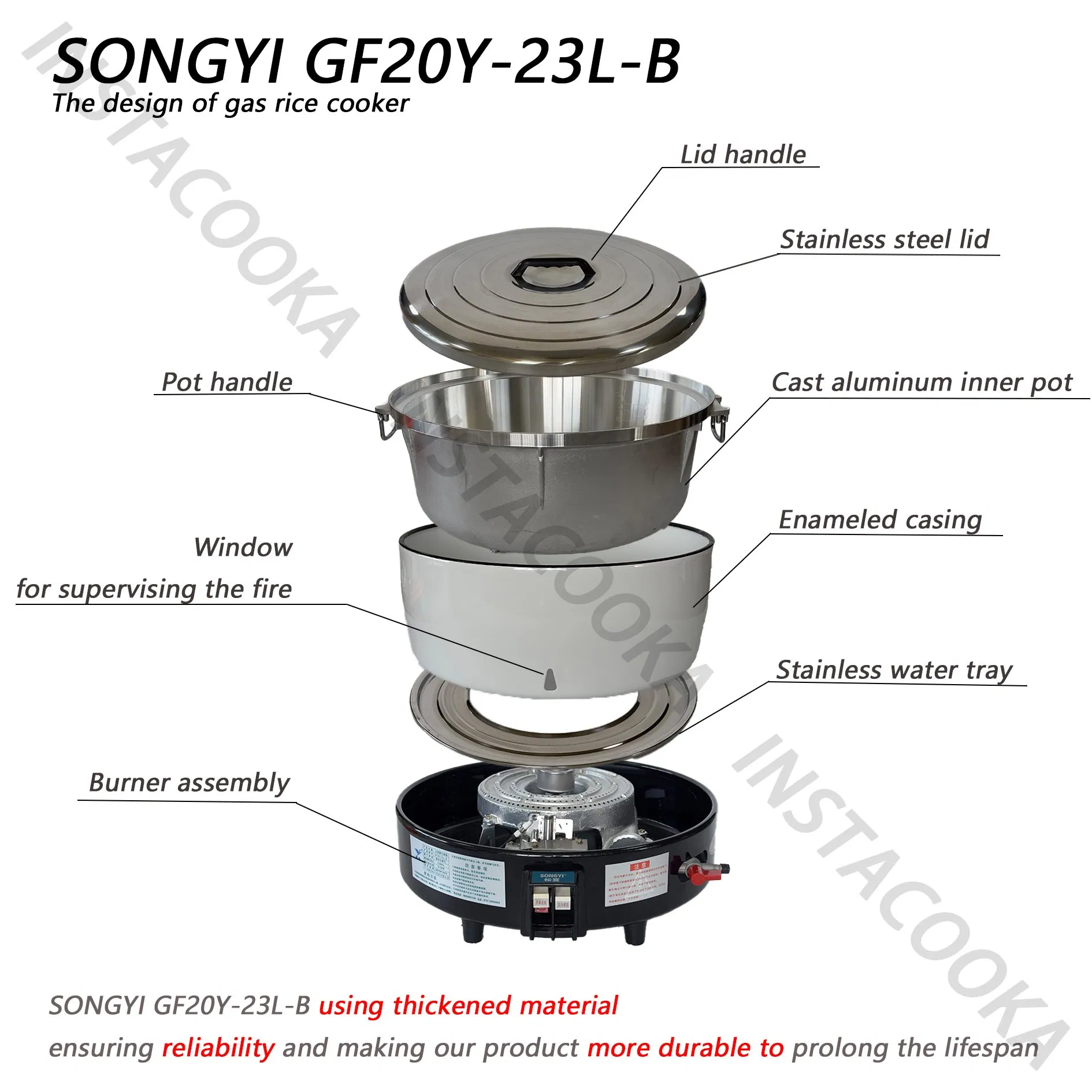 Factory Direct Rice Cooker Gas Burner Non-Electric 23 Liter for Commercial Use