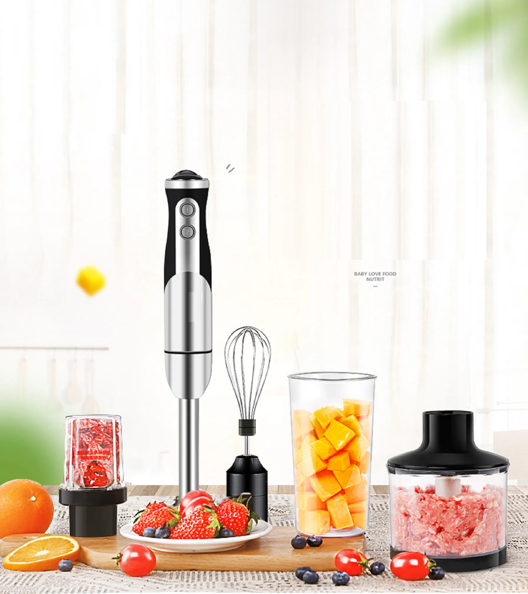 Electric Heavy Duty Immersion Stick Blenders Machine Vegetable Chopper Food Mixer Hand Blender Set