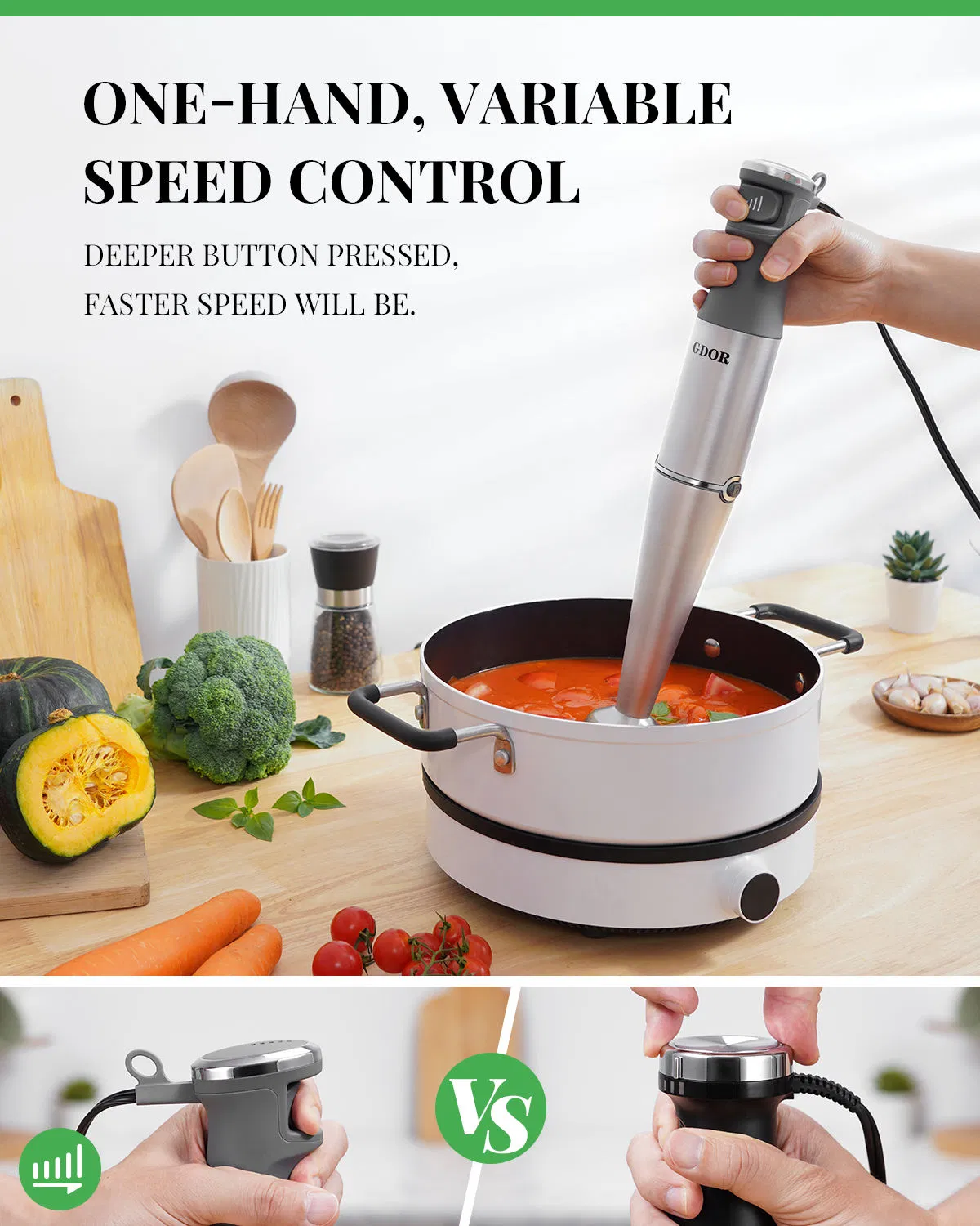 Hand Held Stainless Steelstick Emulsifier for Making Baby Food Soup Immersion Blender