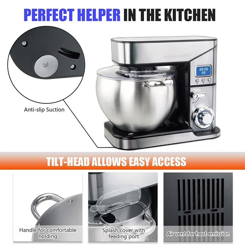 2000W Stand Egg Mixer with LED Display and 5L-10L Stainless Steel Bowl