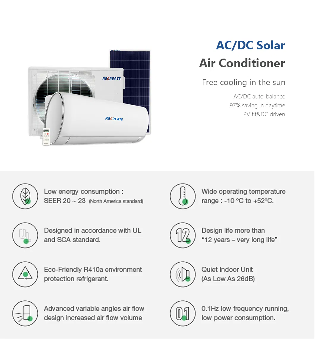 Sistema Solar Aire Acondicionado 24000BTU Inversores Acdc Híbrido