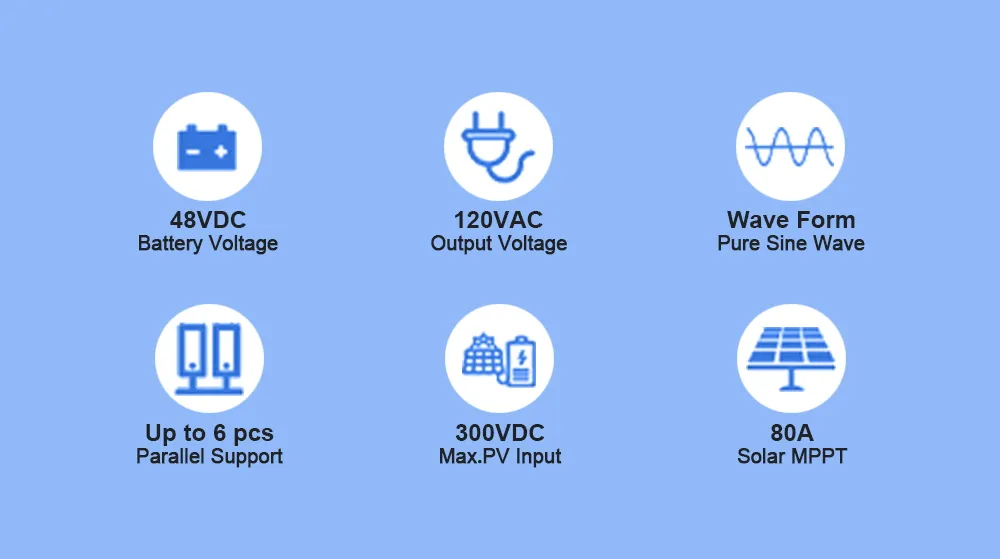 5kw 6kw inversor solar híbrido de alta frecuencia con salida de CA dual