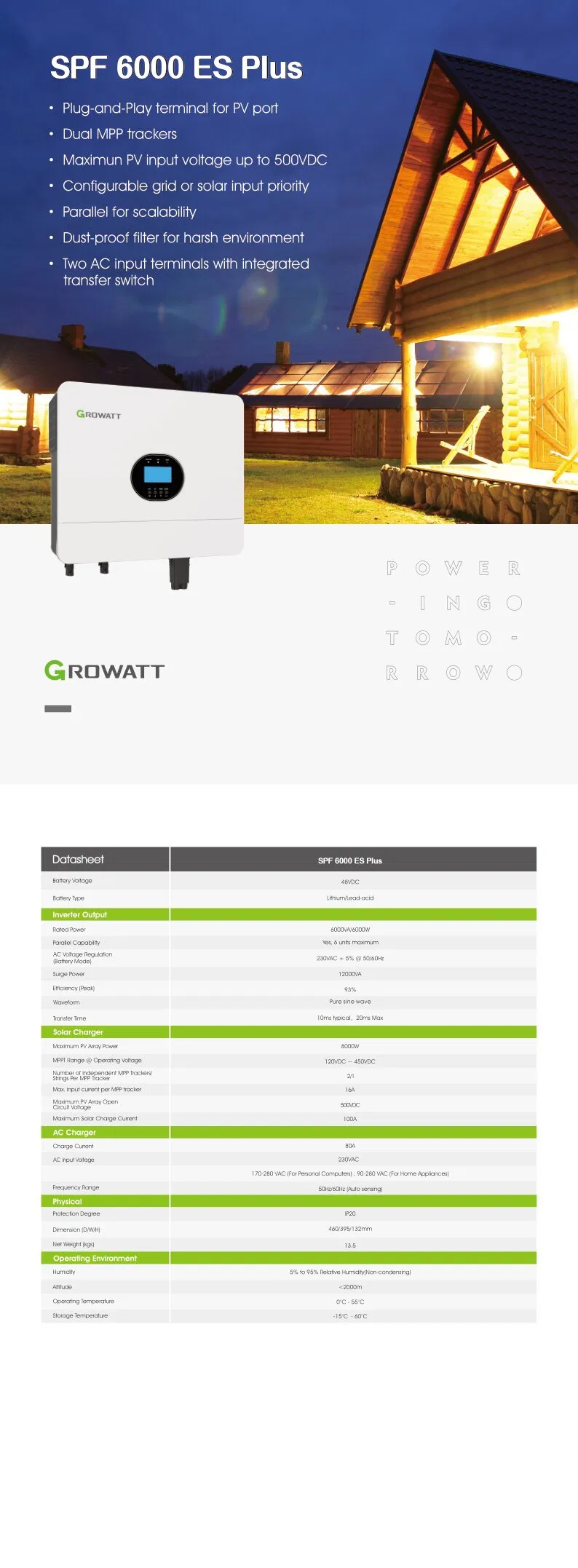Inversor off-grid Plus WiFi Conectado para Sistema de Almacenamiento de Energía Solar