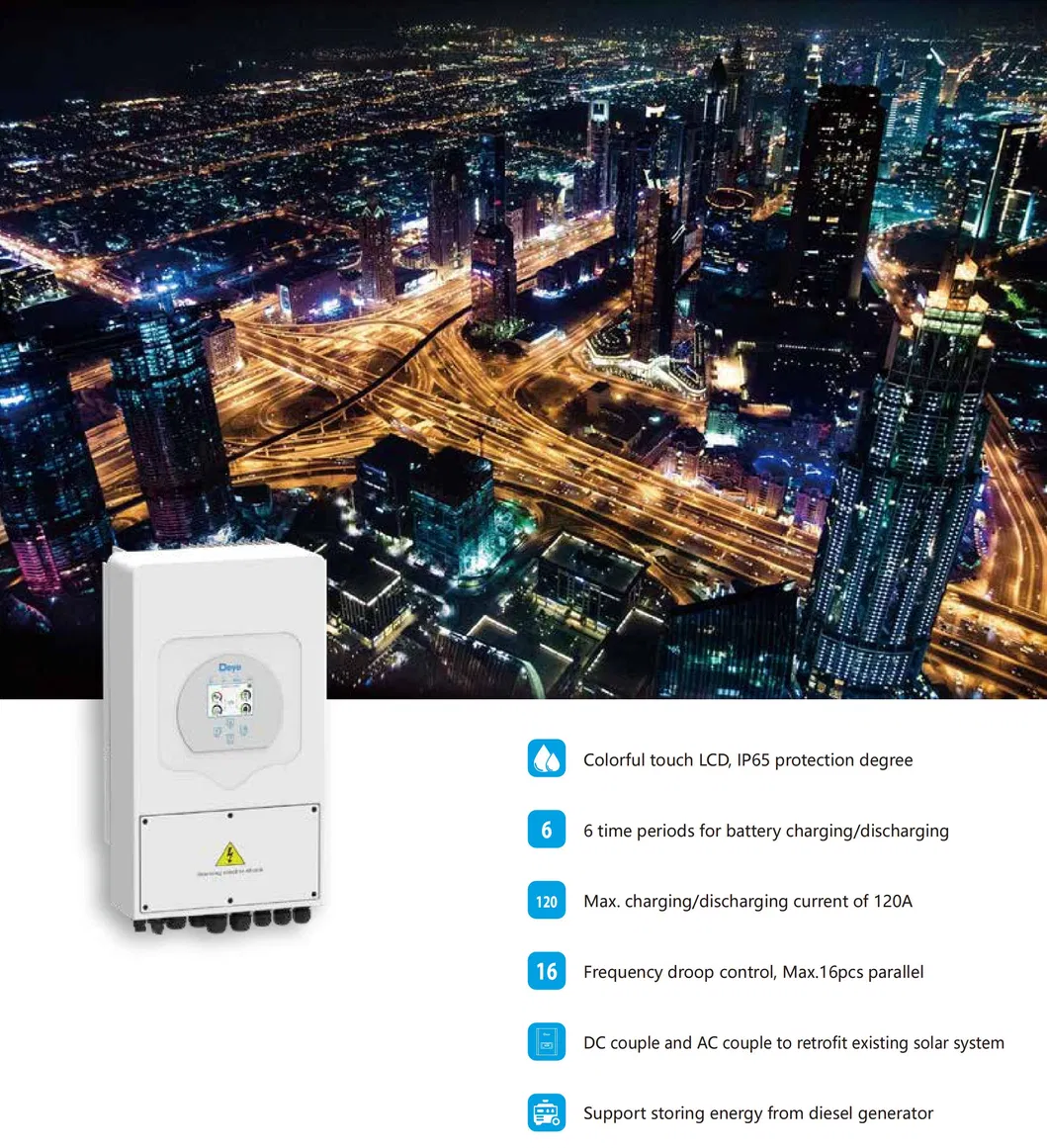 Inversor Solar Híbrido 3kw 5kw 7kw 8kw 10kw 12kw Inversor Híbrido Solar de Almacenamiento con Batería