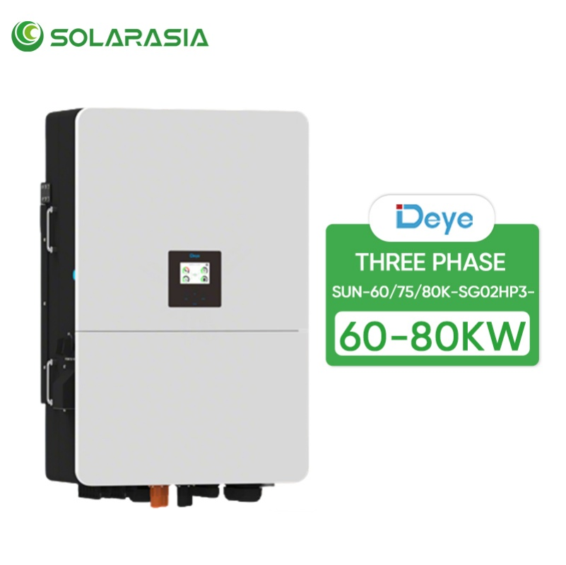 en Stock Inversor Solar Deye Sg02HP3-EU-Em6 60kw 70kw 80kw Controlador de Carga Híbrido Trifásico Onda Sinusoidal Pura para Sistema Solar Residencial de Respaldo
