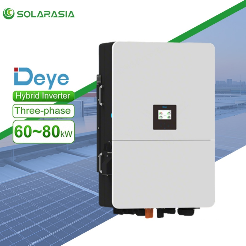 en Stock Inversor Solar Deye Sg02HP3-EU-Em6 60kw 70kw 80kw Controlador de Carga Híbrido Trifásico Onda Sinusoidal Pura para Sistema Solar Residencial de Respaldo