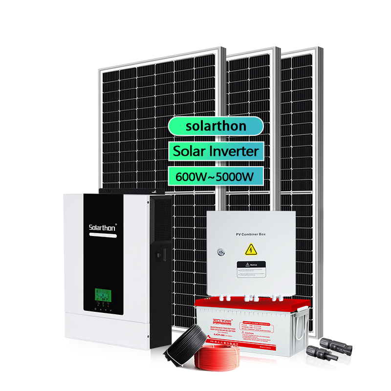 Inversor Solar Híbrido Solarthon 1.6kw 3kw 3.5kw 5.5kw en Sistema de Almacenamiento de Energía Solar para Hogar Off-Grid Onda Sinusoidal Pura Combinado con Certificado CE RoHS