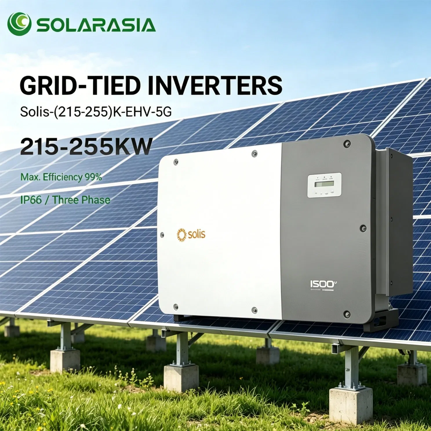 Pedido al por mayor de inversor solar Solis 215kw 250kw 255kw Inversor central de cadena OEM disponible 1500V Inversor de energía solar de alta eficiencia para proyectos a escala de MW