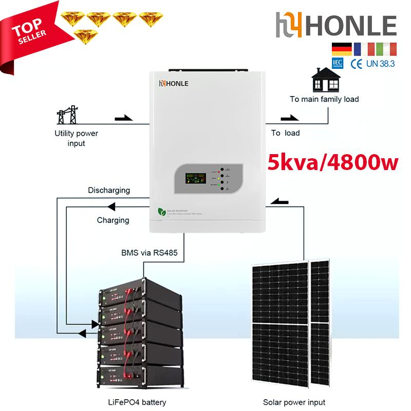 Precio de fábrica de Honle Inversor solar off-grid de fase única 800W-10000W Generador solar 98% Inversor MPPT de alta eficiencia de energía solar Onda sinusoidal pura
