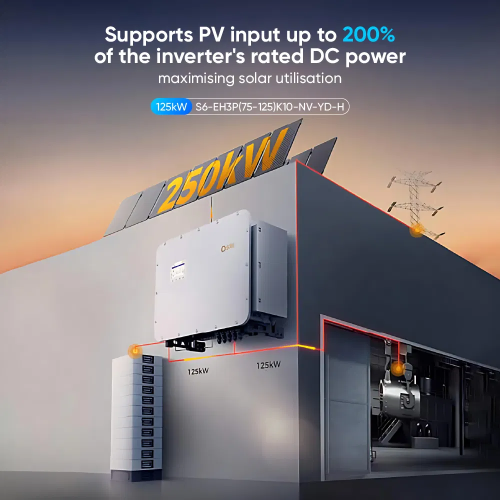 Inversores Híbridos Solares Solis S6-Eh3p (80-125) K10-Nv-Yd-H Inversor de Cadena de Fase Versión UE 80kw 100kw 125kw 3