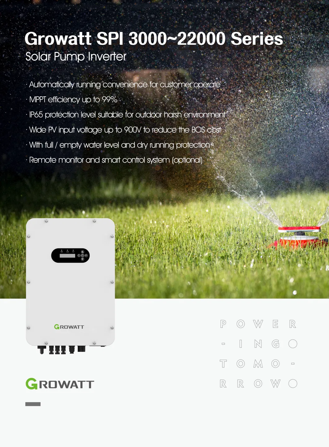 Inversor de bomba solar de tres fases Growatt Spi 3000-22000 3-22kw inversor de almacenamiento fuera de la red para sistema de energía solar en casa