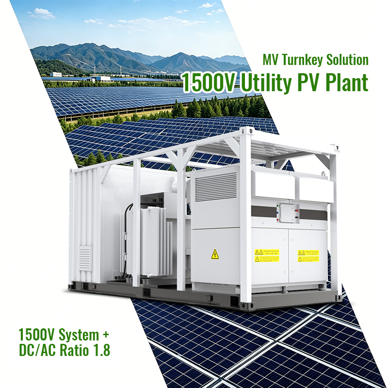 1500V CC 3125kVA 3300kVA Inversor Solar de Media Tensión con Transformador Integrado para Planta Fotovoltaica a Escala de Utilidad