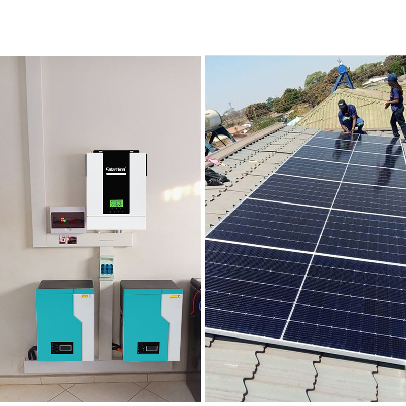 Inversor Solar Híbrido Solarthon 1.6kw 3kw 3.5kw 5.5kw en Sistema de Almacenamiento de Energía Solar para Hogar Off-Grid Onda Sinusoidal Pura Combinado con Certificado CE RoHS