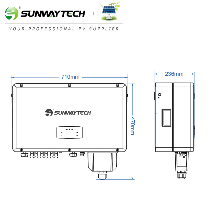 Inversor Solar de Cadena Trifásico Sunway 50kw para Sistema Solar Conectado a la Red