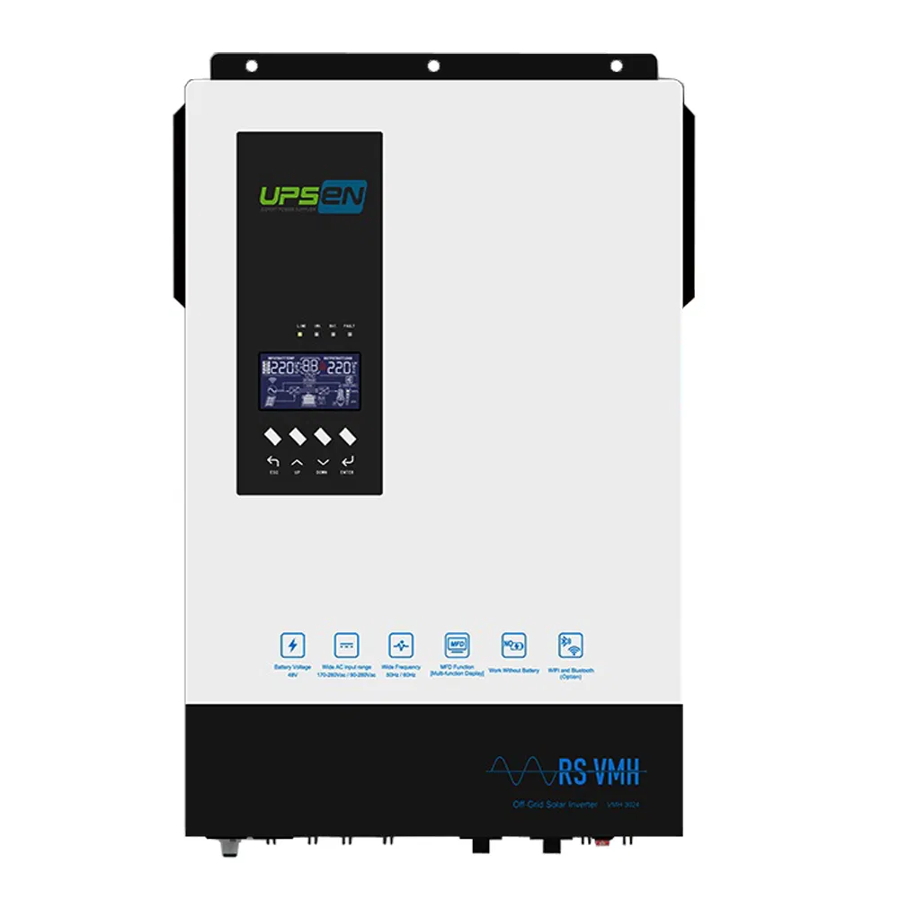 Inversor Solar Híbrido de Alta Tensión 500VDC 3kw/5kw con 80A Controlador de Carga MPPT Compatible con Baterías de Gel, Li-ion&LiFePO4 para Sistema de Energía Solar Fuera de la Red