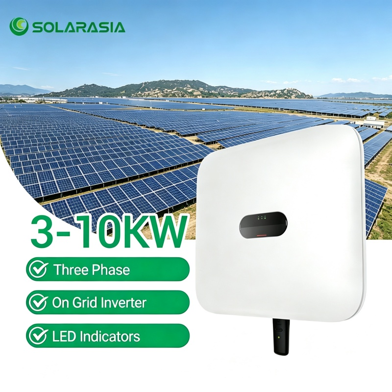 Inversor Solar Conectado a la Red 5kw 6kw 8kw 10kw 12kw Inversor Solar Trifásico de DC a AC para Proyectos Solares Agrícolas