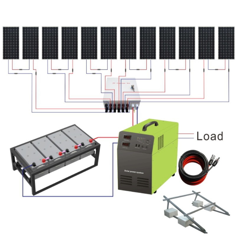 1kw 5 Kw fuera de la red híbrido hogar inversor de energía banco de baterías producto panel solar sistema de energía solar