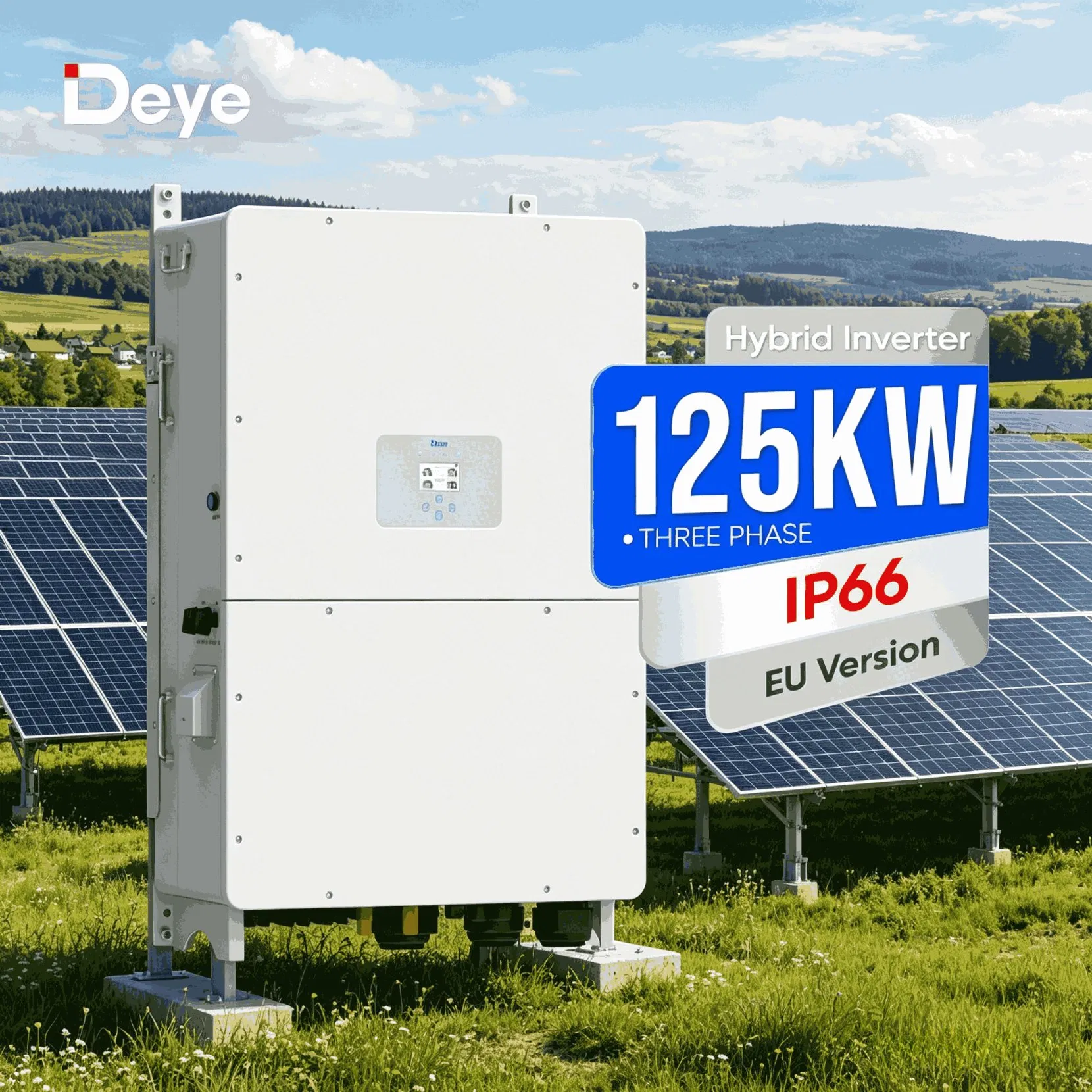 Deye 100kw 125kw Inversor Solar Híbrido Trifásico para Almacenamiento de Energía en Fábricas Industriales Alta Eficiencia Fiable Energía Fotovoltaica
