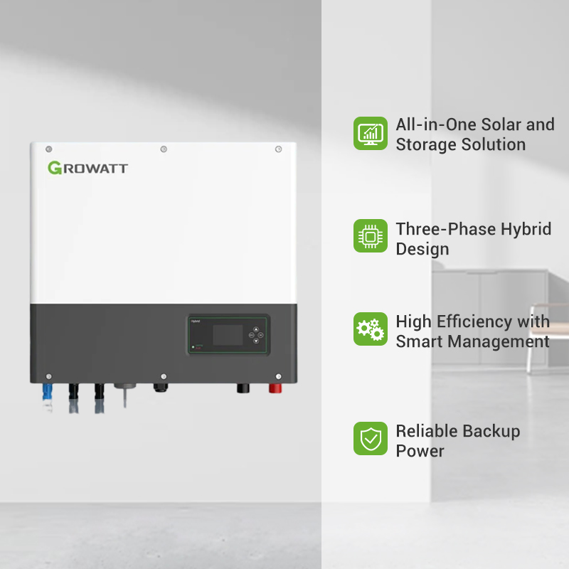 Growatt 4kw 5kw 6kw 7kw 8kw 10kw Inversor Híbrido Trifásico para Sistemas de Techo Comercial y Aplicaciones de Energía Solar Industrial
