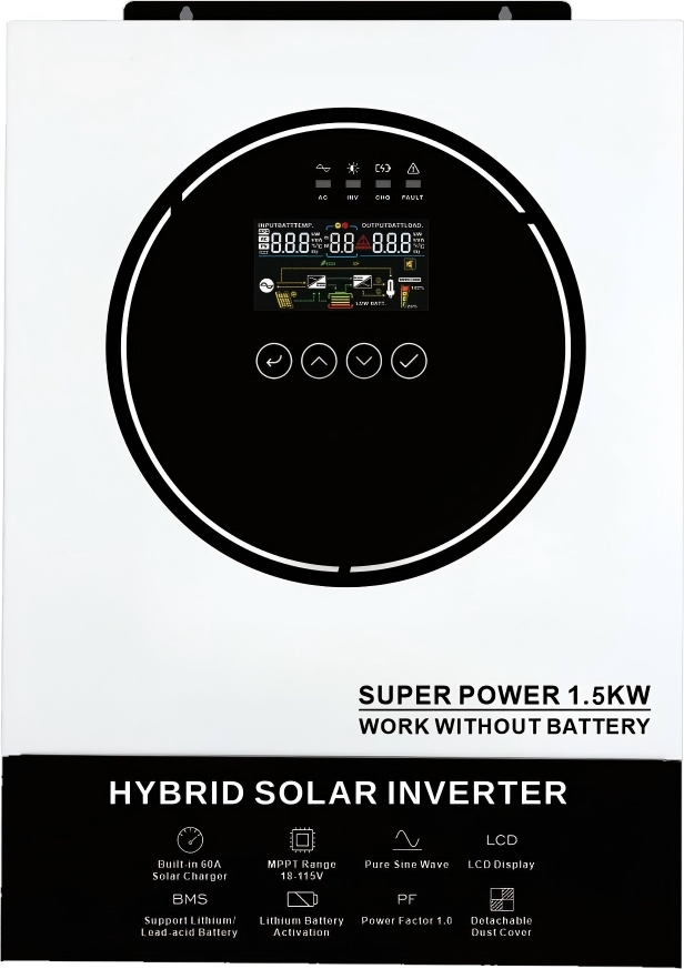 Inversor Híbrido 1500W 12V Triple Salida para 220V 50/60Hz Sistema Solar MPPT para Inversor Híbrido de Fase Única