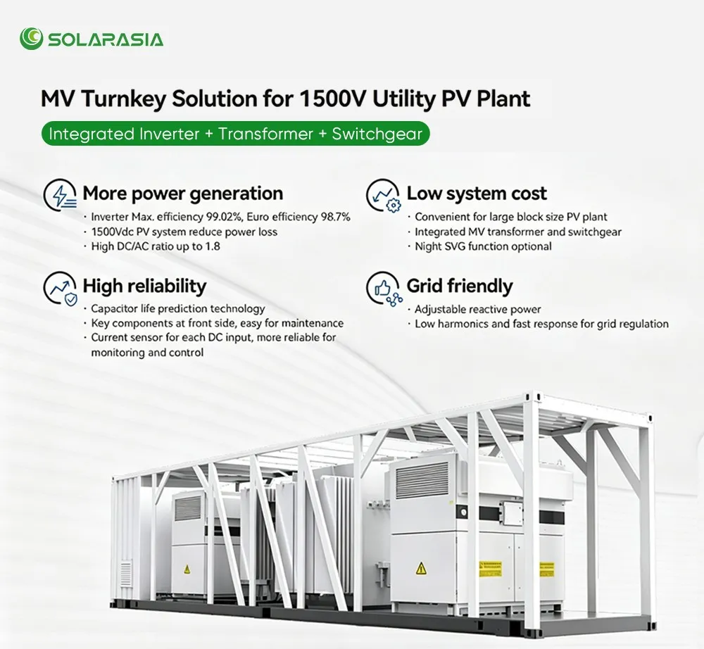 Estación Integrada de Transformador de Inversor de Gran Escala para Parque Solar 1500V Solución de Inversor Central para Sistema Fotovoltaico de Energía Renovable