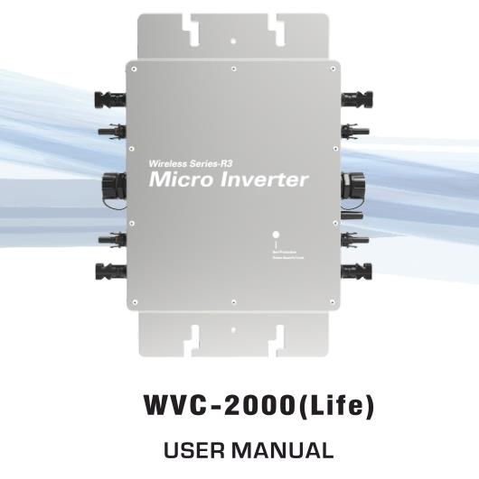 IP65 Wvc-2000 Inversor Micro Solar Conexión a Red DC22-60V 120 230V 50 60Hz 2000W Inversor Micro Solar con Monitoreo APP WiFi