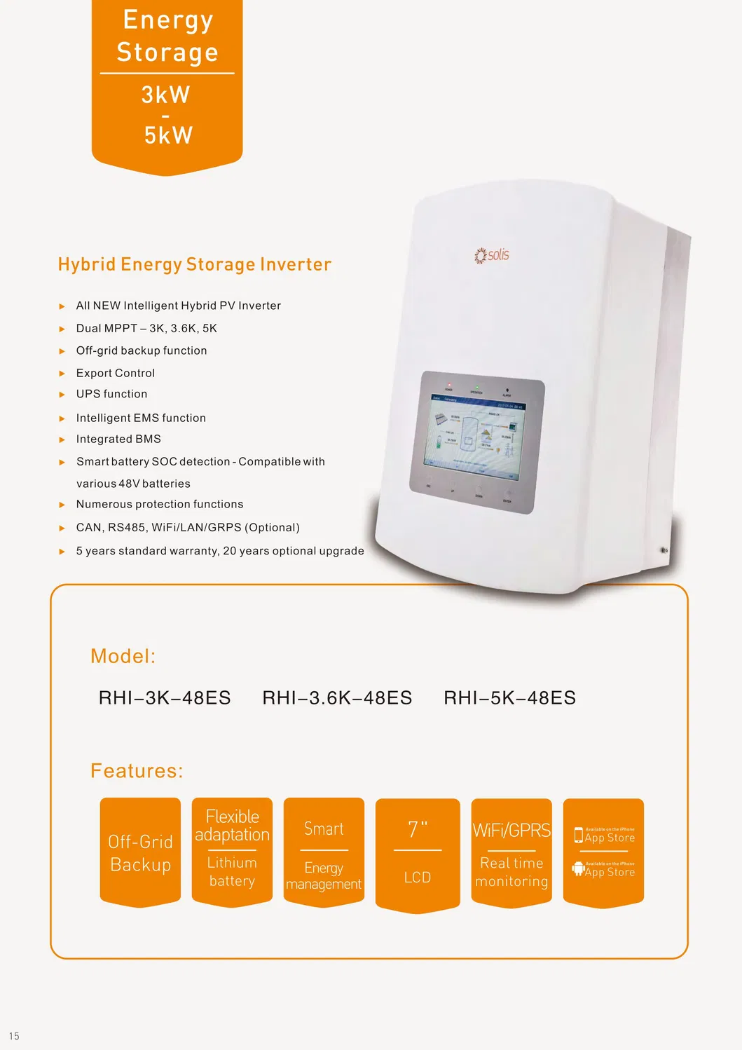 Inversor Solar Conectado a la Red Híbrida con Controlador de Carga MPPT 3-6kw
