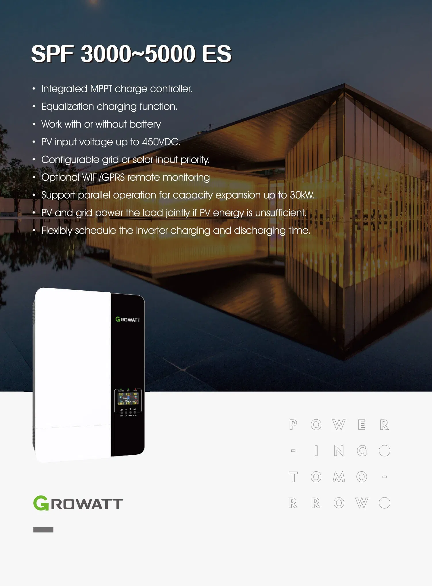 Growatt Mod12ktl3X Mod 12ktl3-X 12kw 2 Mppts Inversor Fotovoltaico Trifásico Residencial para Sistema de Energía Solar