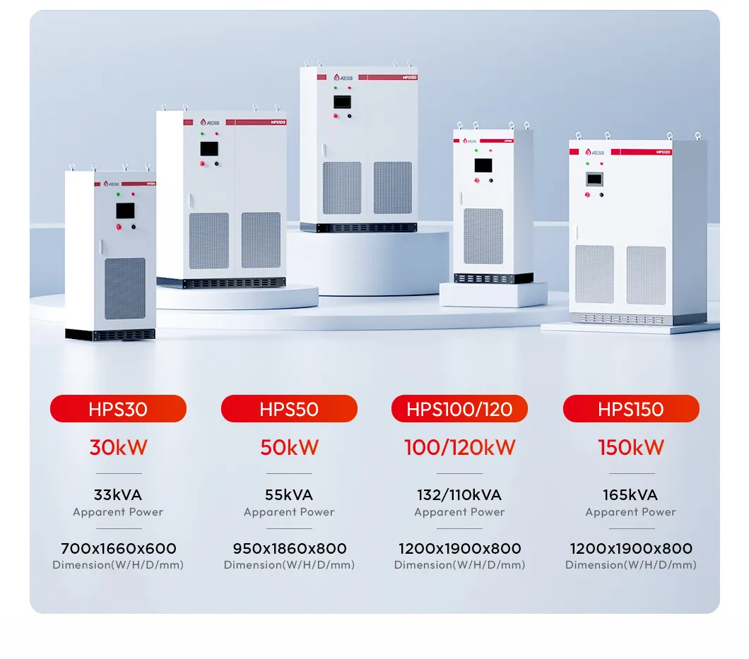 Tabla técnica de especificaciones de inversor híbrido solar comercial