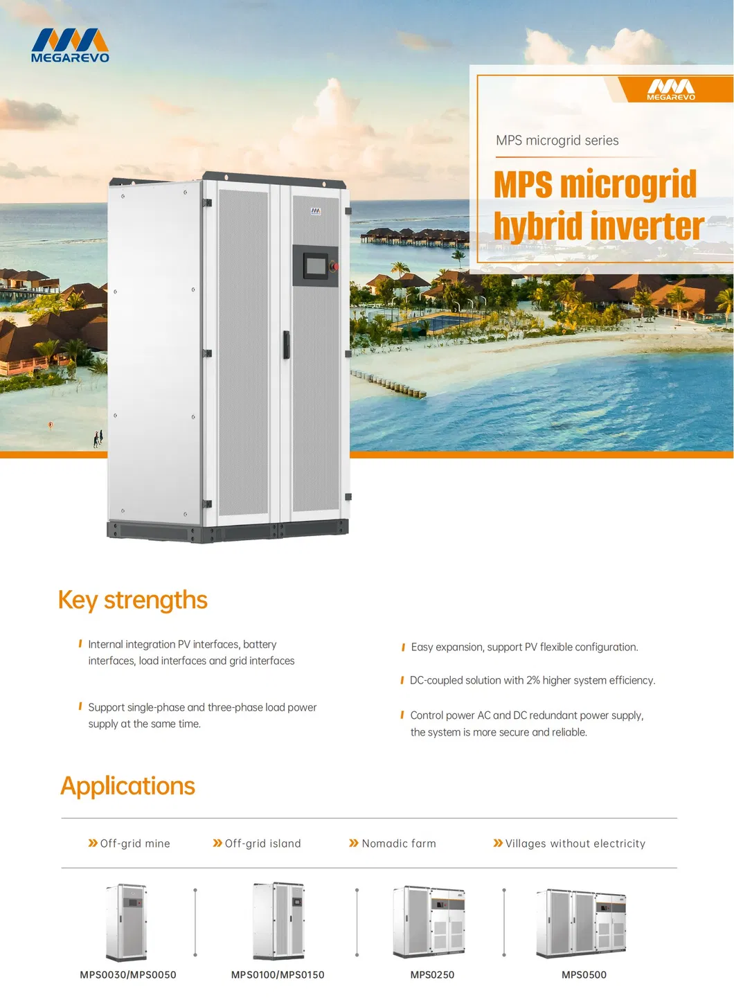 Configuración Flexible MPS500 Inversor de Microred 500kw Inversor Solar Híbrido Trifásico Industrial de Conexión/Desconexión a la Red