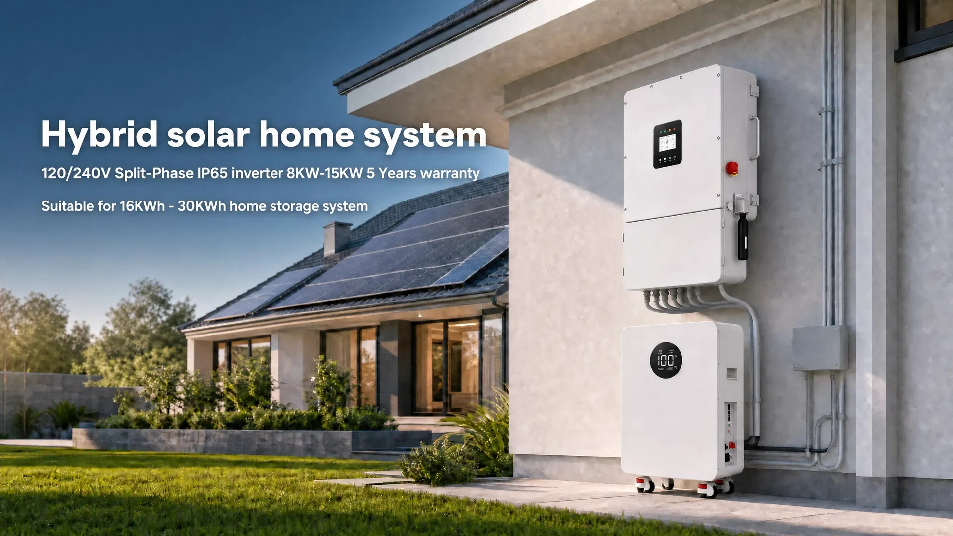 Detalle inversor solar híbrido residencial